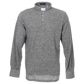 Camisola polo M/L cinzento claro em tecido misto lã Cococler