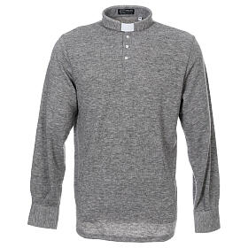 Clergy sweater polo Light Gray in Mixed Wool Cococler
