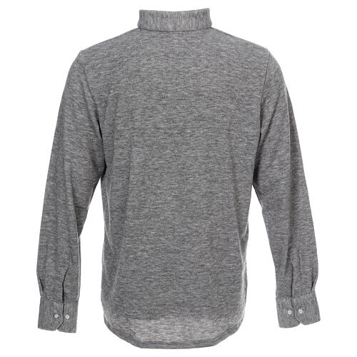 Clergy sweater polo Light Gray in Mixed Wool Cococler 4