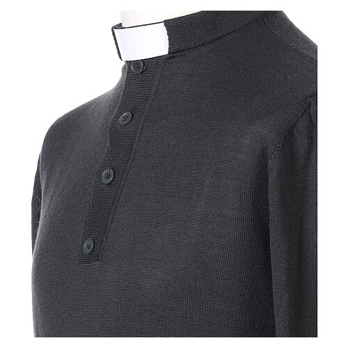 Sweater with clergy collar, dark grey merino wool Cococler 2