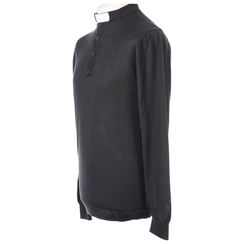 Sweater with clergy collar, dark grey merino wool Cococler 3