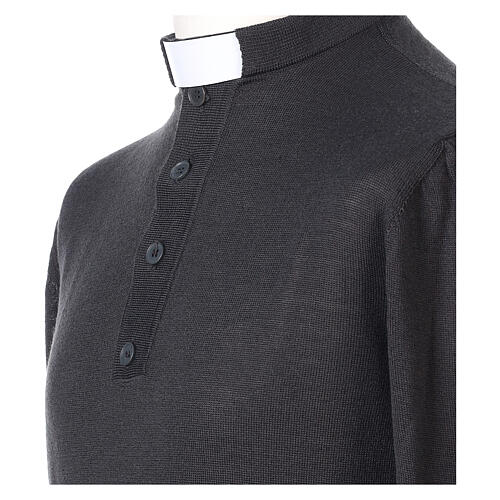 Maglia Lana Merinos collo clergy Grigio scuro Cococler 2