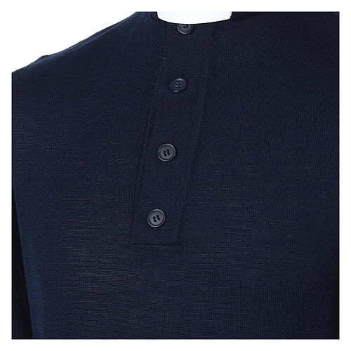 Sweater with clergy collar, blue merino wool Cococler 2