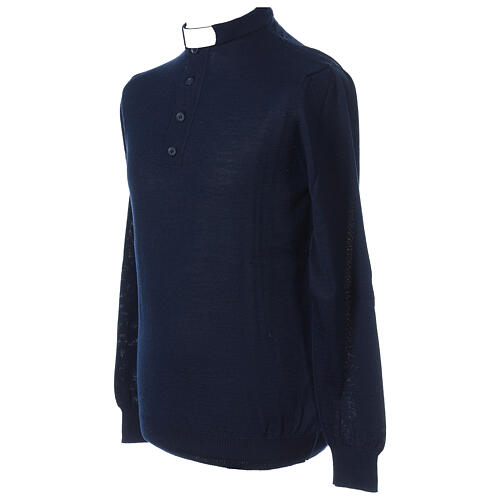 Sweater with clergy collar, blue merino wool Cococler 3