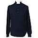 Sweater with clergy collar, blue merino wool Cococler s1