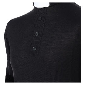 Schwarzer Pullover aus Merinowolle mit Collar-Kragen Cococler