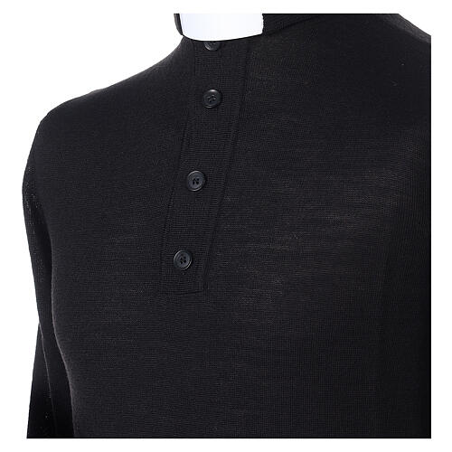 Sweater with clergy collar, black merino wool Cococler 2