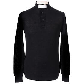 Maglione Merinos collo clergy nero Cococler