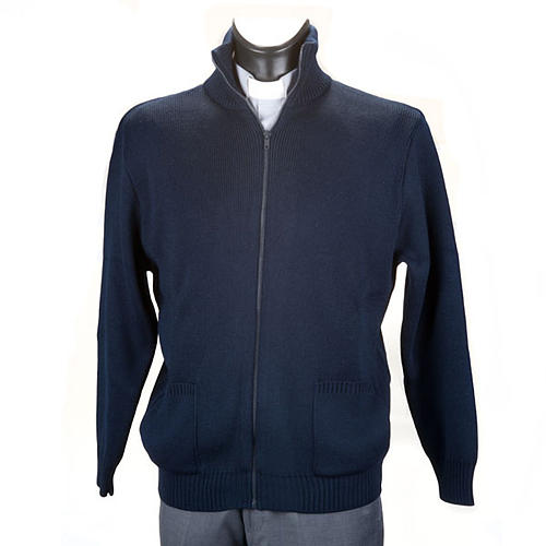 High-neck blue jacket 1