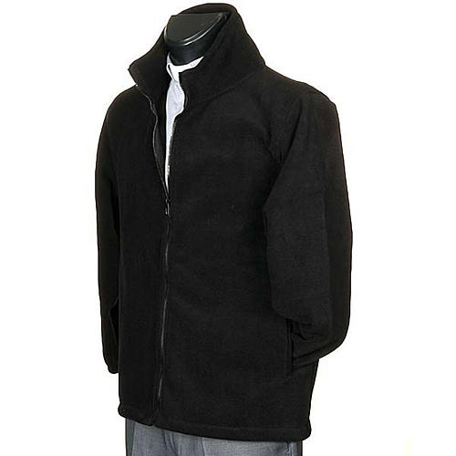 Black pile jacket with zip and pockets 2
