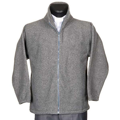 Pile-Jacke dunkel Grau mit Taschen und Reisverschluss 1