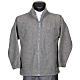 Dark grey pile jacket with zip and pockets s1
