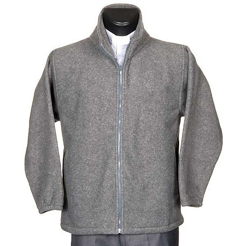 Dark grey pile jacket with zip and pockets 1