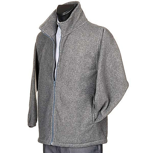 Dark grey pile jacket with zip and pockets 2