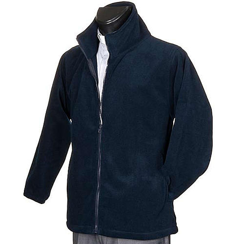 Blue pile jacket with zip and pockets 2
