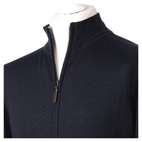 Men's zip up clergy jacket 100% blue merino wool In Primis