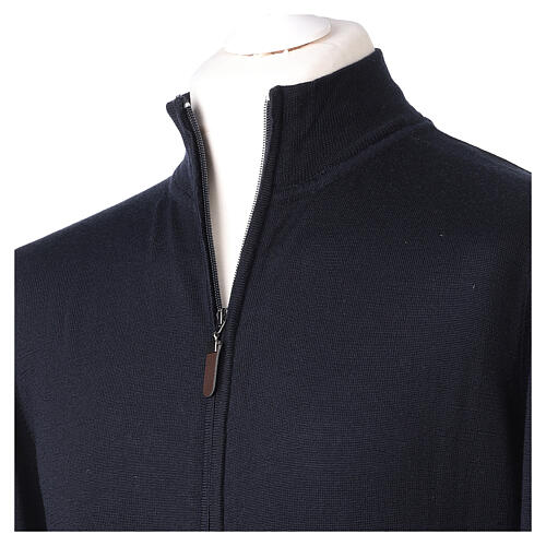 Men's zip up clergy jacket 100% blue merino wool In Primis 2