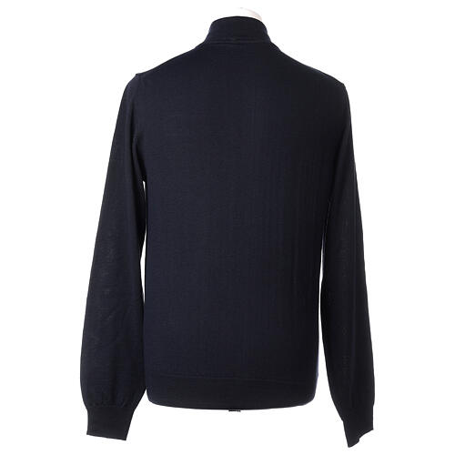 Men's zip up clergy jacket 100% blue merino wool In Primis 4