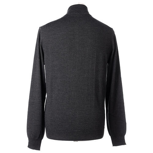 Man jacket with zip fastener, 100% charcoal-grey merino wool, In Primis 5