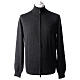 Man jacket with zip fastener, 100% charcoal-grey merino wool, In Primis s1