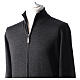 Man jacket with zip fastener, 100% charcoal-grey merino wool, In Primis s2