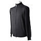 Man jacket with zip fastener, 100% charcoal-grey merino wool, In Primis s3