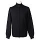 Man jacket with zip fastener, 100% black merino wool, In Primis s1