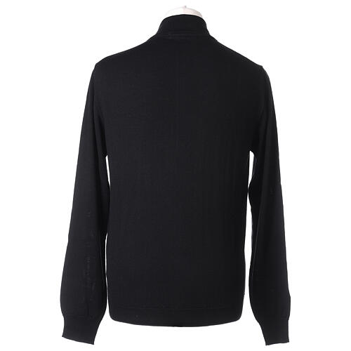 Black clergy jacket with zipper 100% merino wool In Primis 4