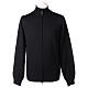 Black clergy jacket with zipper 100% merino wool In Primis s1