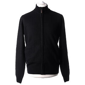 Black jacket with zip fastener and high collar, In Primis, 40% wool, PLUS SIZES