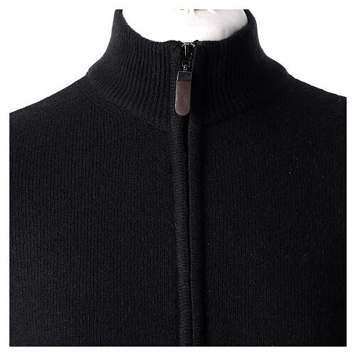 Black jacket with zip fastener and high collar, In Primis, 40% wool, PLUS SIZES 2