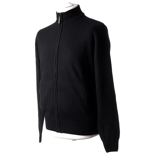 Men's black zip jacket big sizes high neck wool In Primis 3