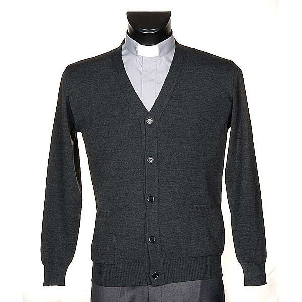 Dark grey woolen jacket with buttons | online sales on HOLYART.co.uk