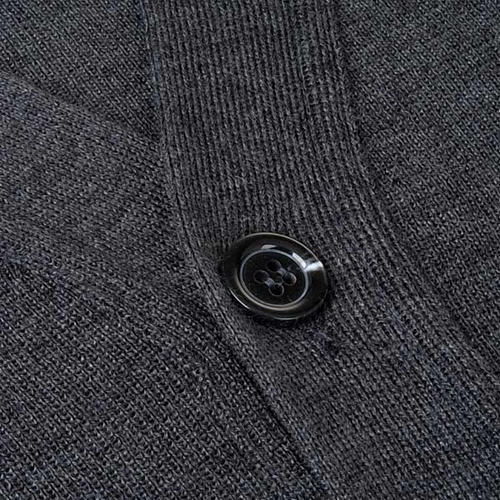 Casaco de malha lã com botões cinzento escuro 3