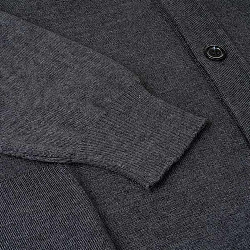Casaco de malha lã com botões cinzento escuro 4