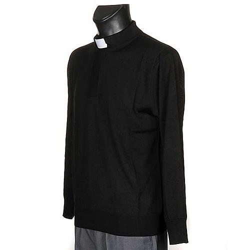 Polo clergy manches longues, noir 2