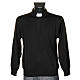 Polo clergy manches longues, noir s1