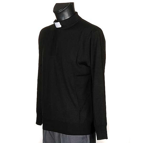 Polo clergy nera maglia calata 2