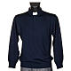 Polo clergy manches longues, bleu s1