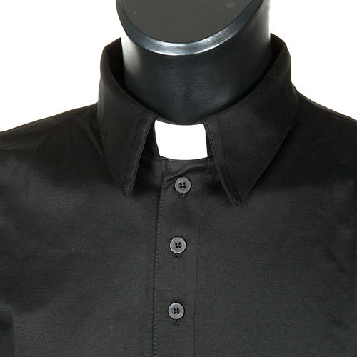 Polo colletto civile nero filo di Scozia 3