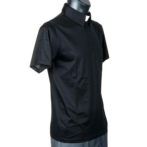 Polo colletto civile nero filo di Scozia 4