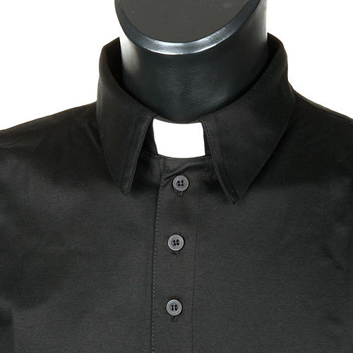 Clergy polo shirt black lisle thread 3