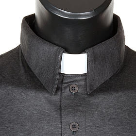 Clergy polo shirt dark grey lisle thread
