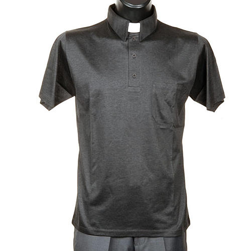 Clergy polo shirt dark grey lisle thread 1