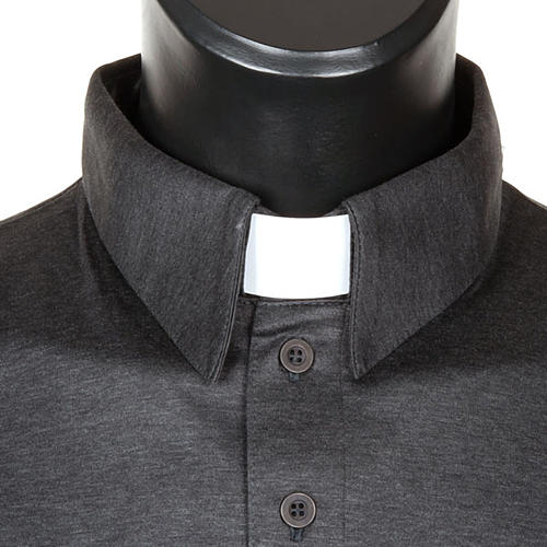 Clergy polo shirt dark grey lisle thread 2