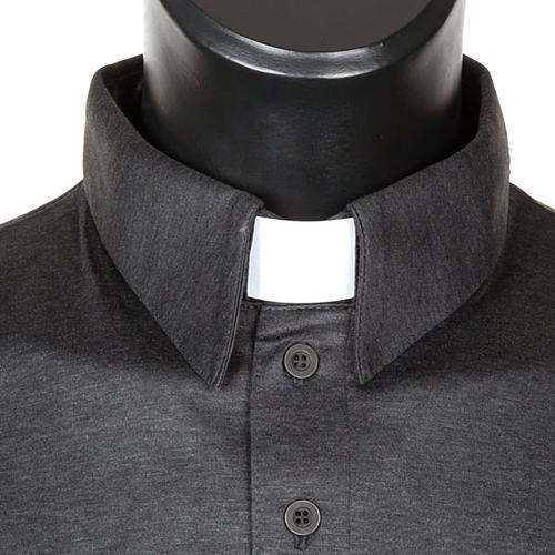 Dark grey Clergy polo shirt lisle thread 2