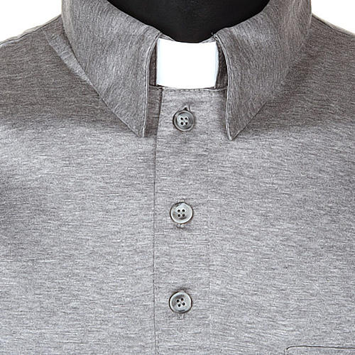 STOCK Clergy polo shirt light grey lisle thread 4