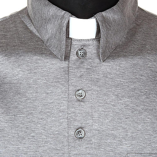 STOCK Light Grey Clergy polo shirt lisle thread 4