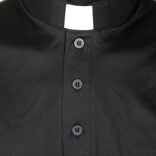 Clergy polo shirt short sleeves black lisle thread 3