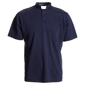 Clergyman polo shirt in navy blue, 100% cotton